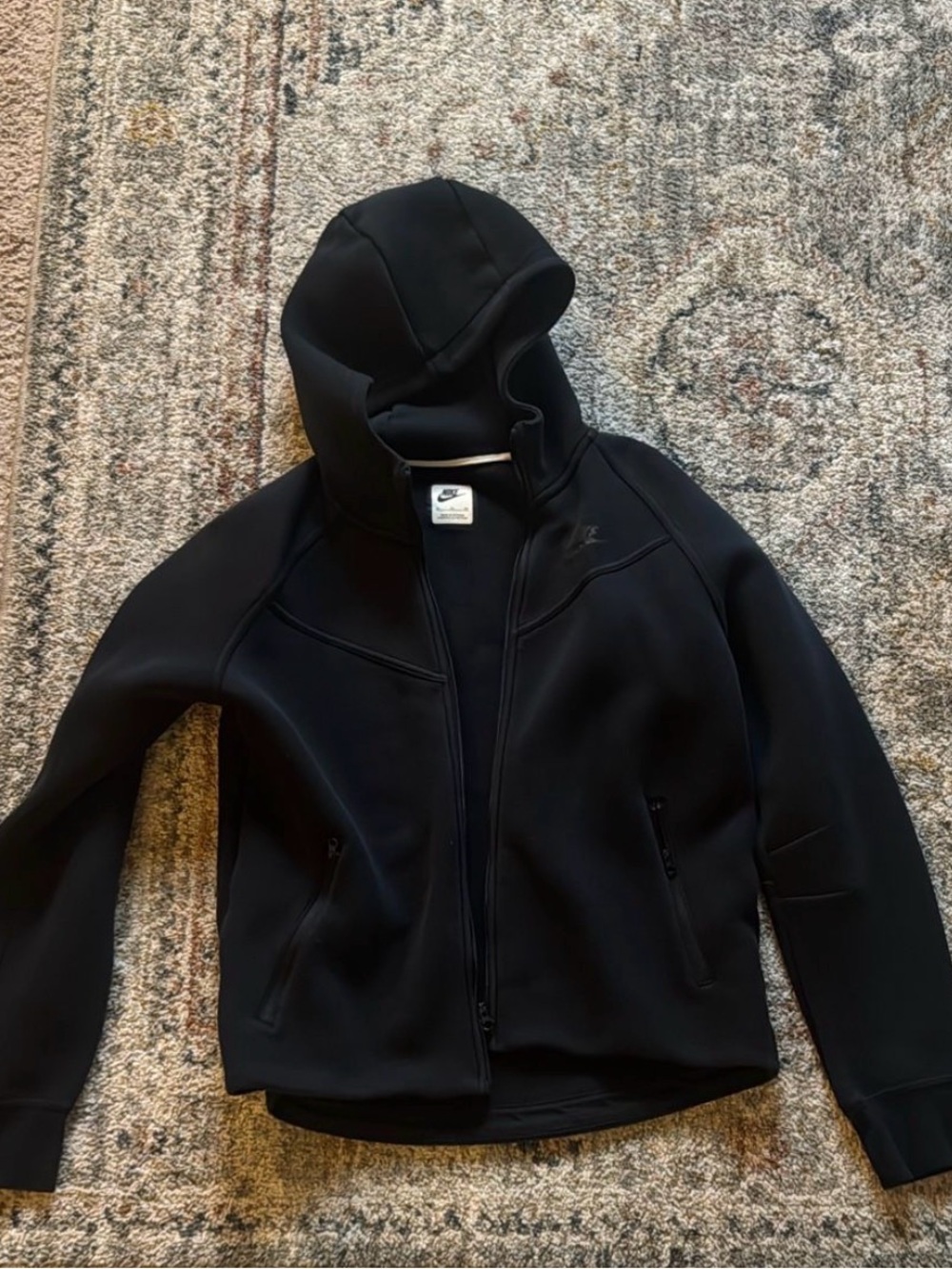 Nike Kids Black Hooded Puffer Jacket with Zip Pockets